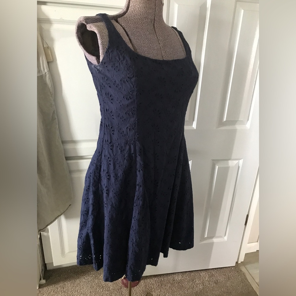 Lauren Blue Cotton Eyelet Dress Size 12